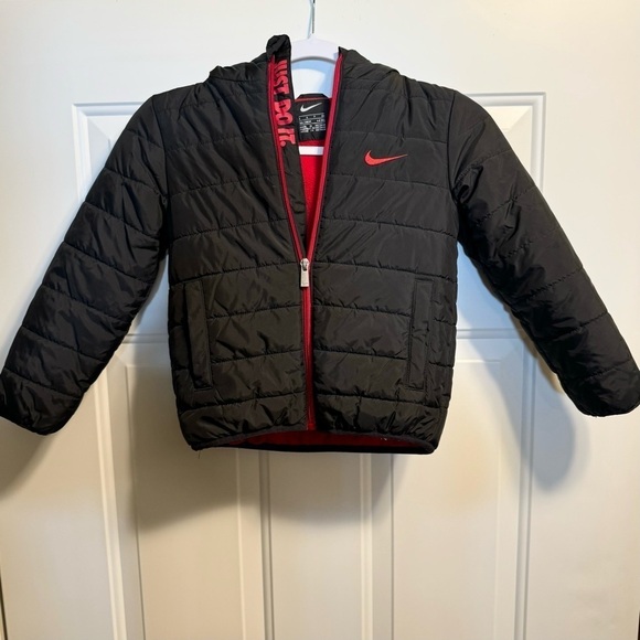 Nike Puff Up Jacket  Boys Black Sz 5S “Just Do It " - Picture 1 of 10